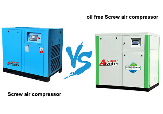 Qual é a diferença entre um compressor de parafuso isento de óleo e um compressor de parafuso com injeção de óleo?