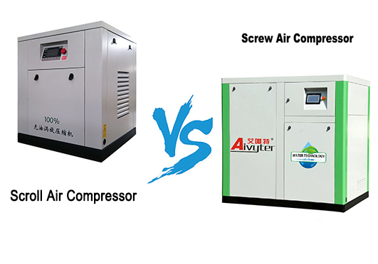 Qual é a diferença entre um compressor de ar scroll isento de óleo e um compressor de ar parafuso isento de óleo?